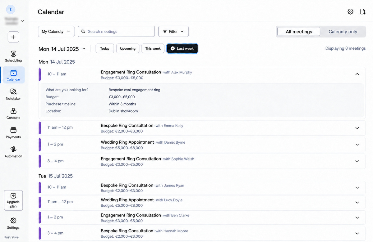 Client results screenshot