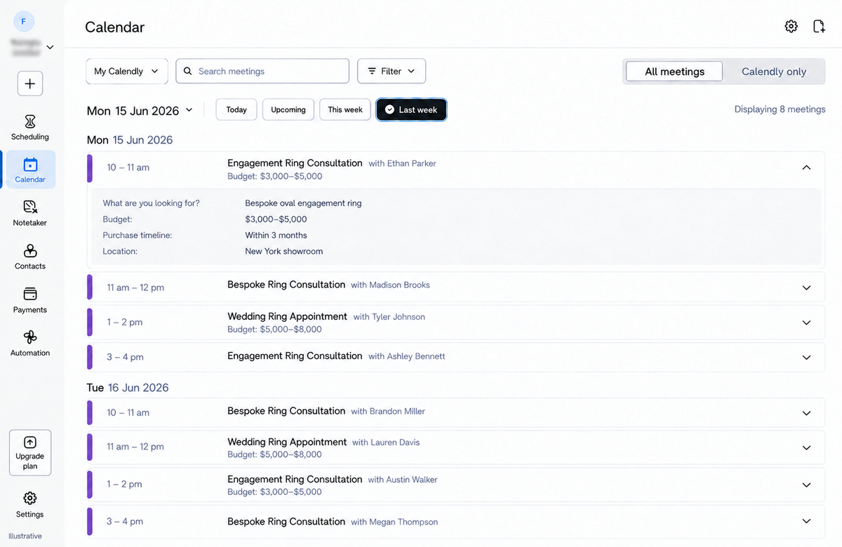 Client results screenshot