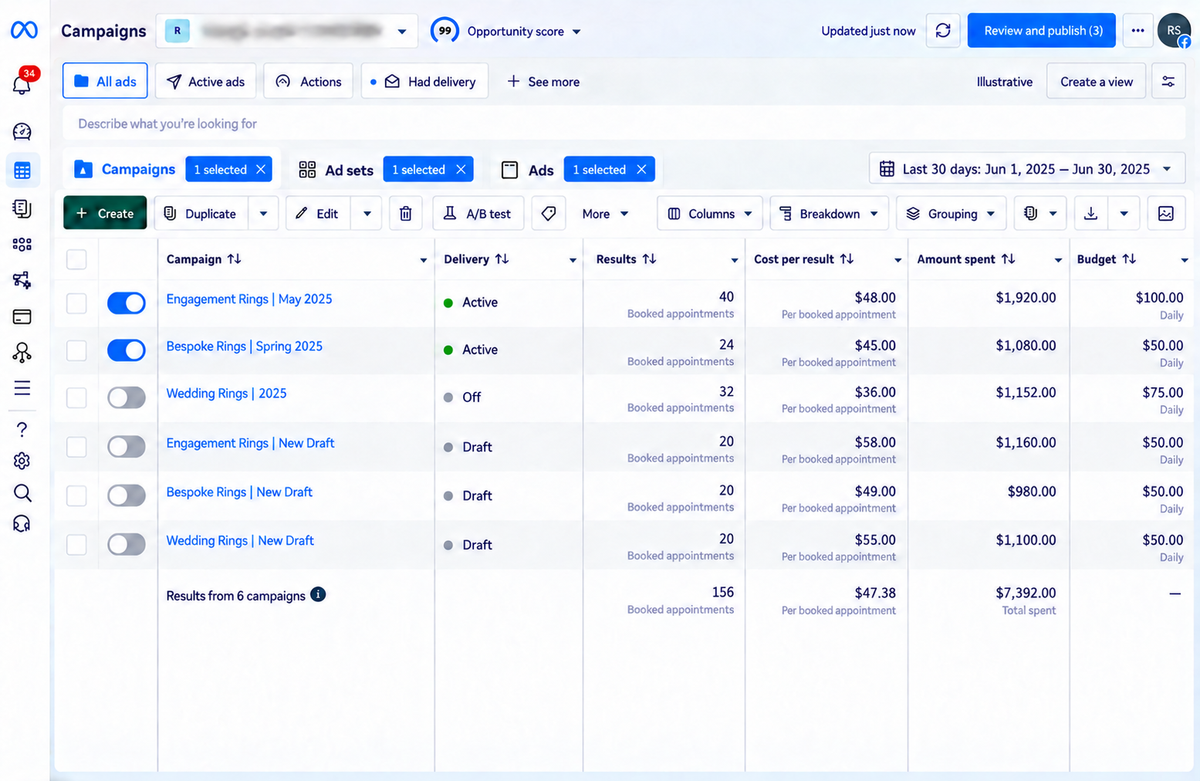 Client results screenshot